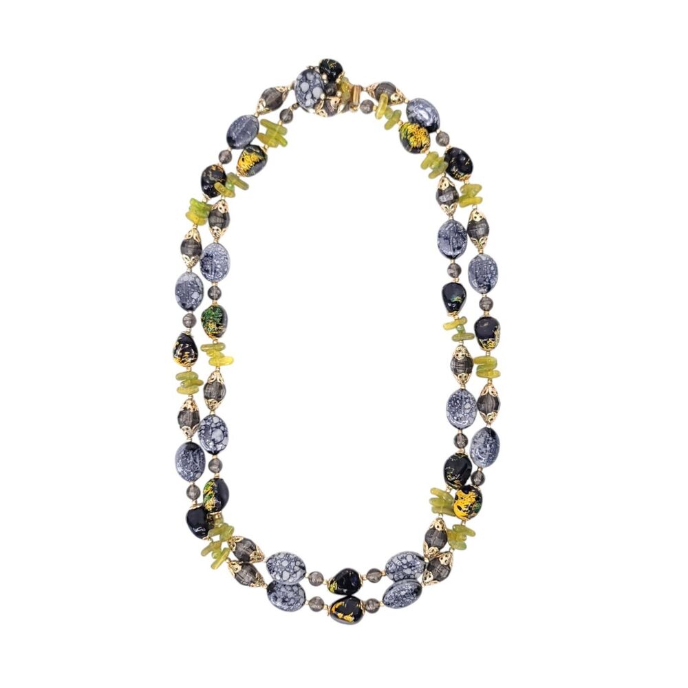 Vintage Necklace Beaded Plastic Statement Costume Jewelry Hong Kong Womens